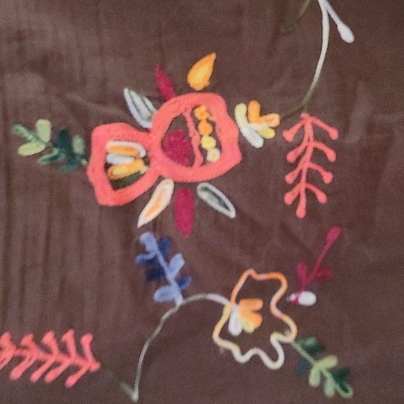 Vintage Brown Embroidered Cotton Boho Skirt L - Picture 2 of 7